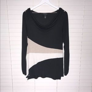 WHBM Cowl Neck Top Color Block Studded Shoulders